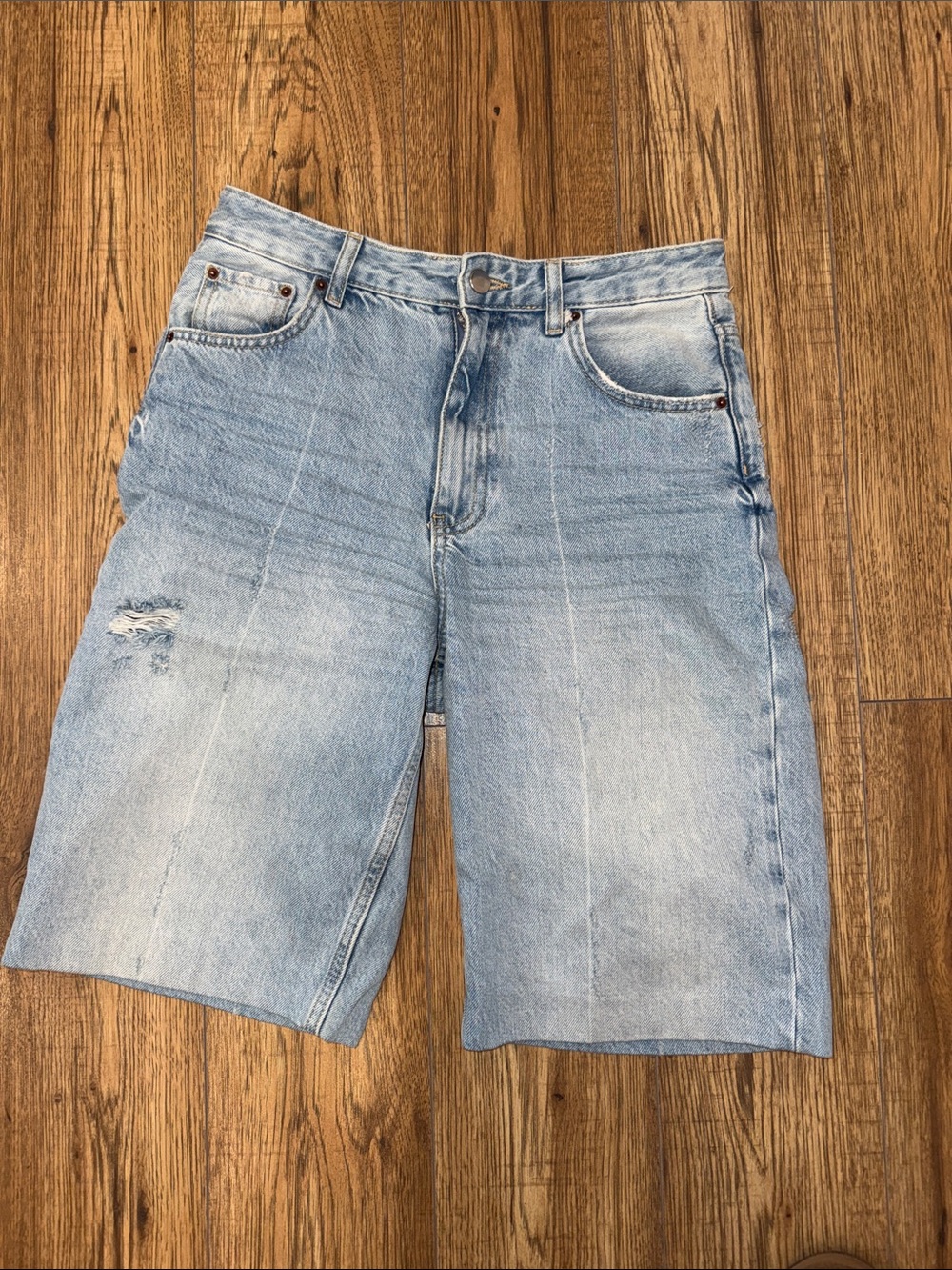 Zara Bermuda Light Blue Denim Shorts